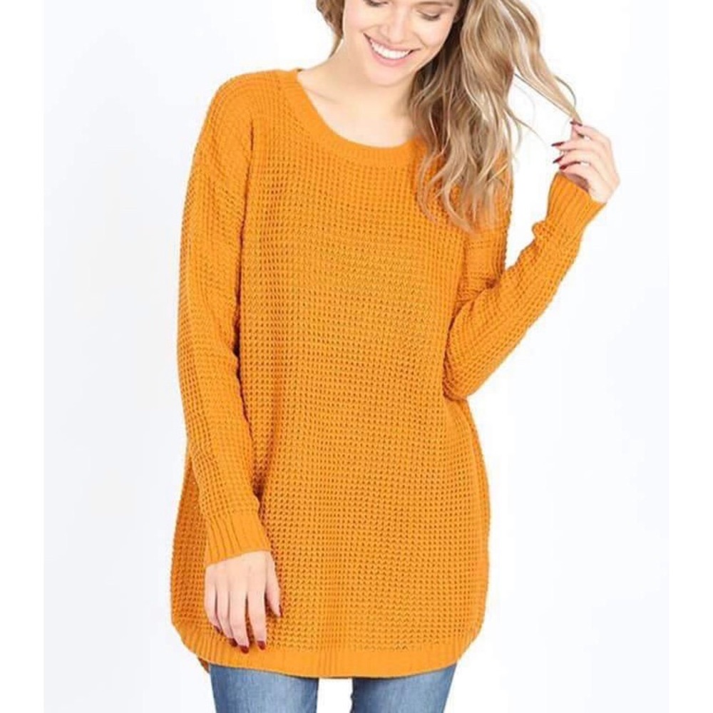Waffle-knit Golden Tunic sweater